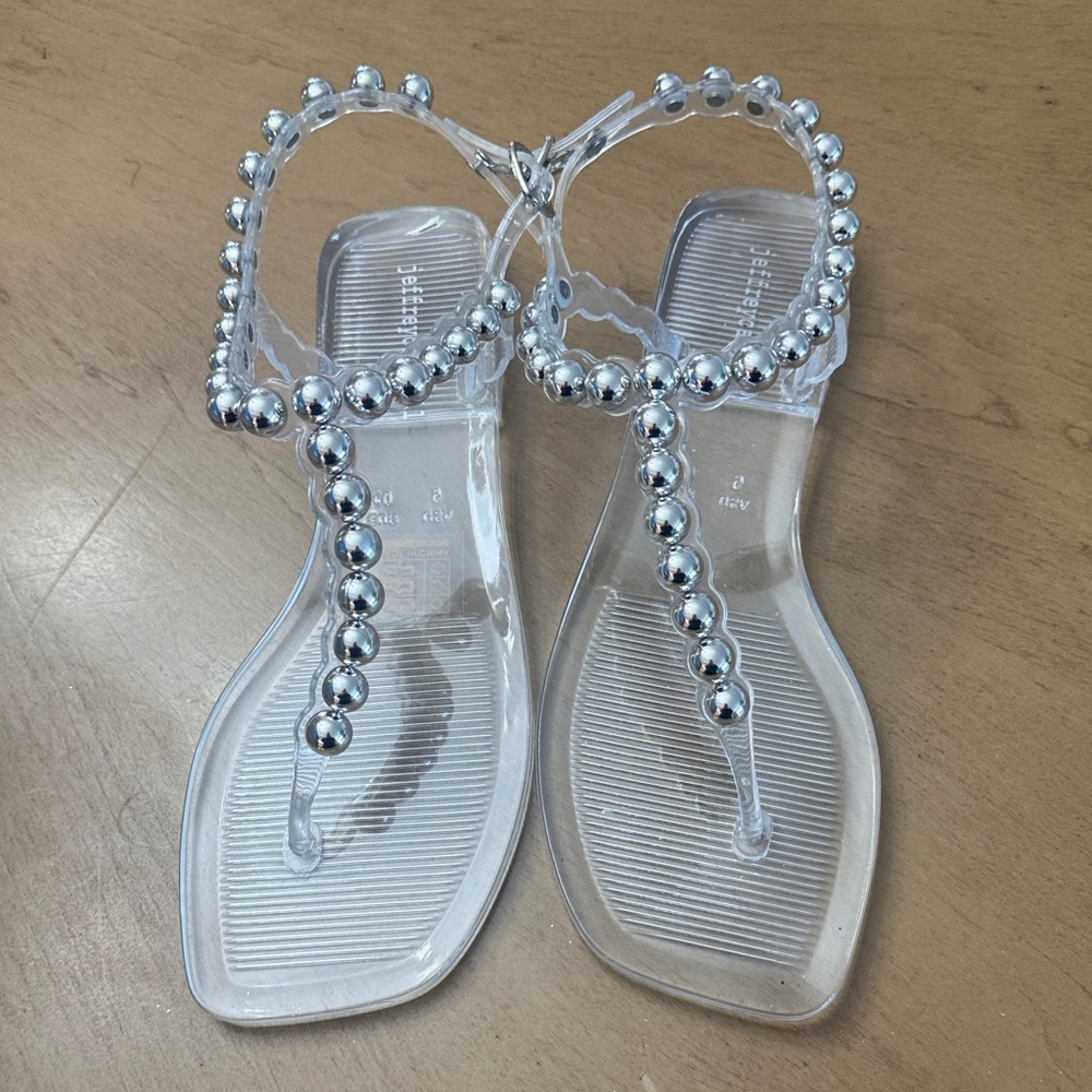 Jeffrey Campbell Clear Sandals with Silver Accents